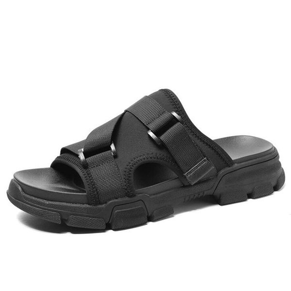 new summer fashion buckle convenient hook & loop design lycra material non-slip rubber sole men's slippers, Black
new summer fashion buckle convenient hook & loop design lycra material non-slip rubber sole men's slippers, Black