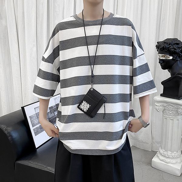 summer short-sleeved t shirt men's fashion casual cotton striped t-shirt men streetwear wild hip hop loose tshirt mens t200224, White;black
summer short-sleeved t shirt men's fashion casual cotton striped t-shirt men streetwear wild hip hop loose tshirt mens t200224, White;black