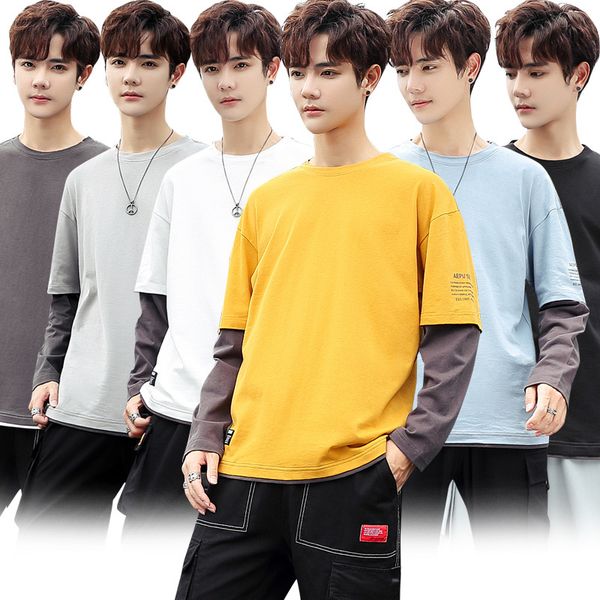 pure cotton long-sleeved t-shirt men's 2019 autumn new style korean-style trend students mock two-piece clothes crew neck base s, White;black
pure cotton long-sleeved t-shirt men's 2019 autumn new style korean-style trend students mock two-piece clothes crew neck base s, White;black