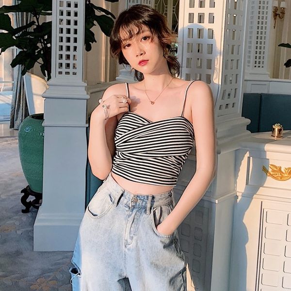 women's clothing short striped style strip bustier crop low-cut backless off shoulder spaghetti strap summer ladies new, White
women's clothing short striped style strip bustier crop low-cut backless off shoulder spaghetti strap summer ladies new, White