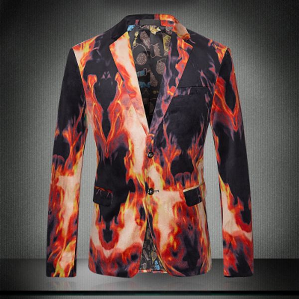 2017 new men fire print suit autumn winter male singer performance jacket slim blazer men's personalized fashion outerwear coats, White;black
2017 new men fire print suit autumn winter male singer performance jacket slim blazer men's personalized fashion outerwear coats, White;black