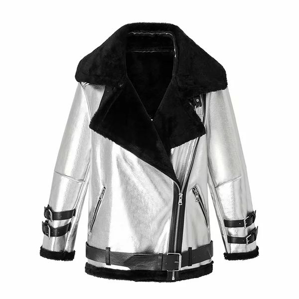 silver bright fleece coats women 2019 winter thick warm faux fur jackets coat ladies casual faux leather oversize fur liner coat, Black
silver bright fleece coats women 2019 winter thick warm faux fur jackets coat ladies casual faux leather oversize fur liner coat, Black