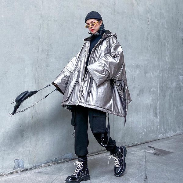 silver grey color large size parkas women's autumn winter hooded waist casual cotton zip jacket large pocket buckle coat, Black
silver grey color large size parkas women's autumn winter hooded waist casual cotton zip jacket large pocket buckle coat, Black