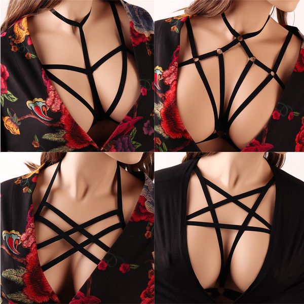 black body harness bondage breast toy for women erotic lingerie harness belts elastic strappy caged bras