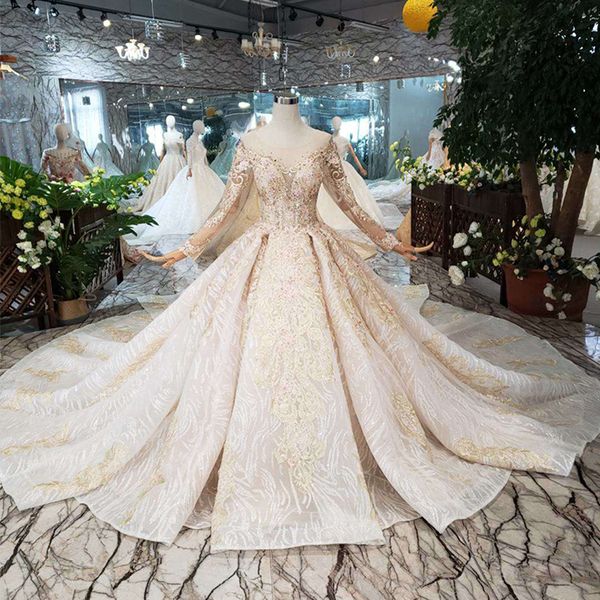 2019 design lebanon wedding dresses long tulle sleeve illusion o neck applique wedding gowns open keyhole back beaded bridal gowns, White 
2019 design lebanon wedding dresses long tulle sleeve illusion o neck applique wedding gowns open keyhole back beaded bridal gowns, White