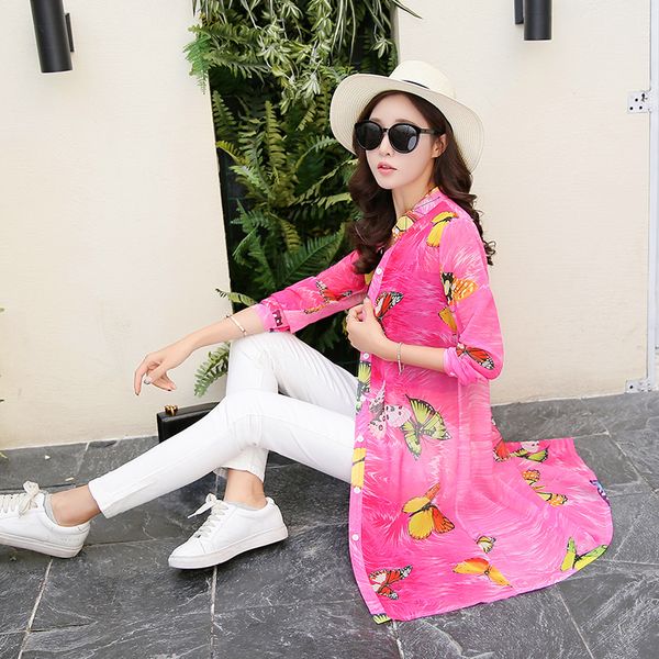 fashion new student feminine chiffon mid-length ultra-thin uv protection outer sunscreen shirt, White
fashion new student feminine chiffon mid-length ultra-thin uv protection outer sunscreen shirt, White