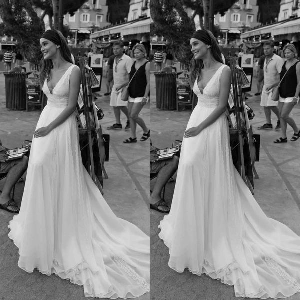 bohemian a line maisonsignore dresses v neck sleeveless tulle lace ruched sash wedding gown sweep train robe de mariée, White
bohemian a line maisonsignore dresses v neck sleeveless tulle lace ruched sash wedding gown sweep train robe de mariée, White