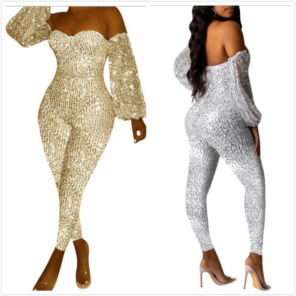 sequin off shoulder deep v-neck night party club jumpsuit women casual long sleeve rompers overalls, Black;white
sequin off shoulder deep v-neck night party club jumpsuit women casual long sleeve rompers overalls, Black;white