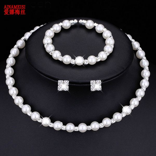 ainameisi fashion wedding prom bridal pearl jewelry sets for women gift silver crystal necklace earrings bracelet jewelry set
ainameisi fashion wedding prom bridal pearl jewelry sets for women gift silver crystal necklace earrings bracelet jewelry set