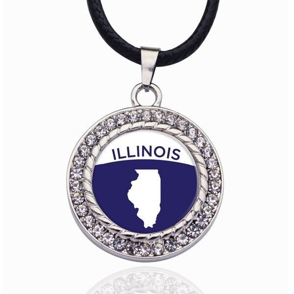 illinois outline circle charm crystal round small pendant necklace elegant women jewelry gifts, Bronze;silver
illinois outline circle charm crystal round small pendant necklace elegant women jewelry gifts, Bronze;silver