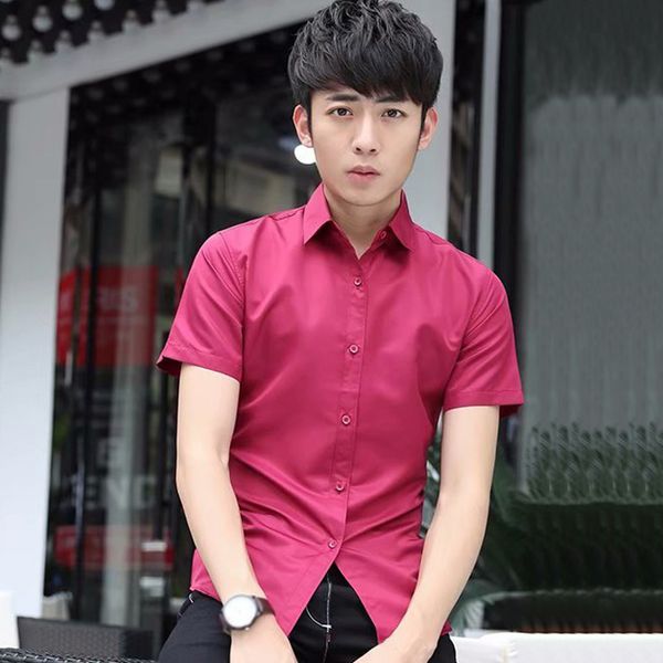 2019 new summer fashion men blouse men's casual slim short sleeve shirt males social shirts chemise, White;black
2019 new summer fashion men blouse men's casual slim short sleeve shirt males social shirts chemise, White;black