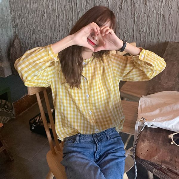 fashion women plaid and blouses long sleeve sweet shirts ladies o neck loose casual korean shirts blusas femininas, White
fashion women plaid and blouses long sleeve sweet shirts ladies o neck loose casual korean shirts blusas femininas, White
