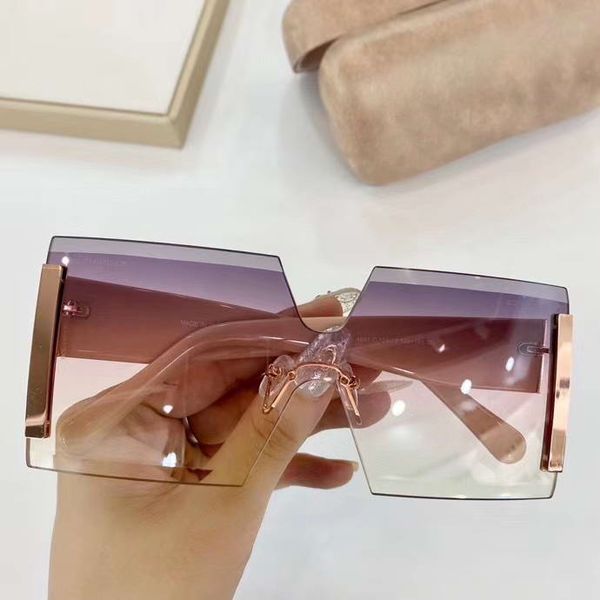 fashion oversize sunglasses gold pink shaded square sunglasses rimless shades womens with box, White;black
fashion oversize sunglasses gold pink shaded square sunglasses rimless shades womens with box, White;black