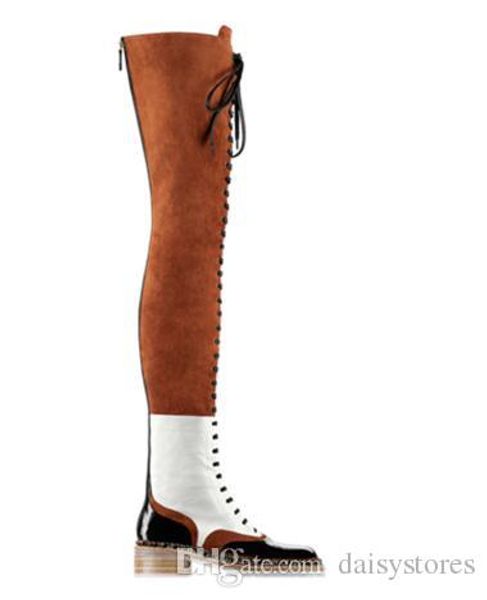 mixed colors suede and leather flat over the knee boots woman lace-up motorcycle boots thigh high booties zipper woman, Black
mixed colors suede and leather flat over the knee boots woman lace-up motorcycle boots thigh high booties zipper woman, Black
