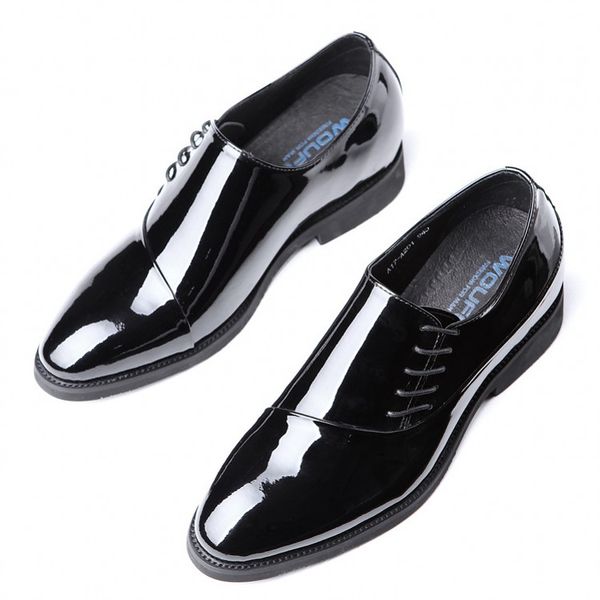 black cow leather men's formal business shoes luxury pointed slip on oxfords party dress shoes js-a0099