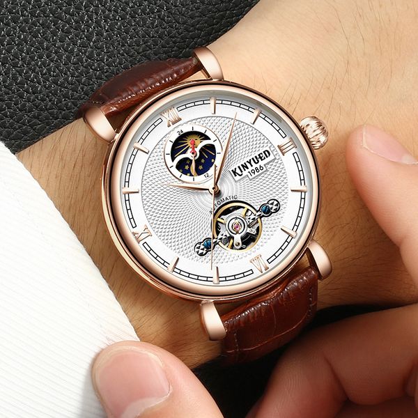 men wrist watch tourbillion mechanical automatic rome dial hollow genuine leather band business man watch reloj hombre, Slivery;brown
men wrist watch tourbillion mechanical automatic rome dial hollow genuine leather band business man watch reloj hombre, Slivery;brown