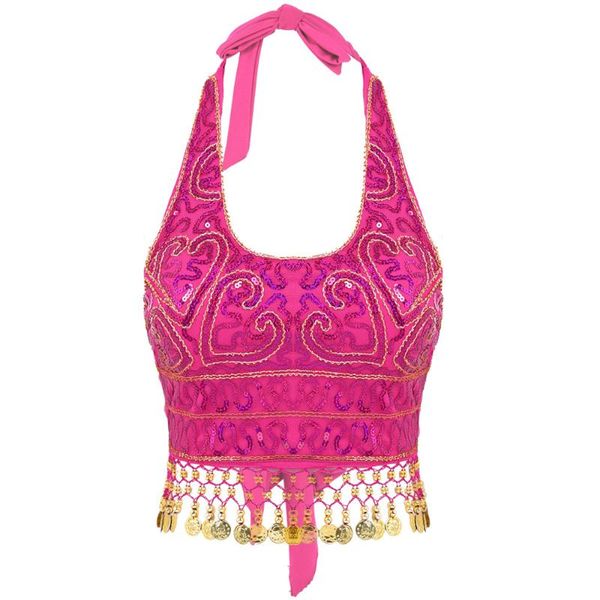 women glitter sequins beaded tassels halter tie-up padded bra crop dancewear festival rave belly dancing costume, Black;red
women glitter sequins beaded tassels halter tie-up padded bra crop dancewear festival rave belly dancing costume, Black;red