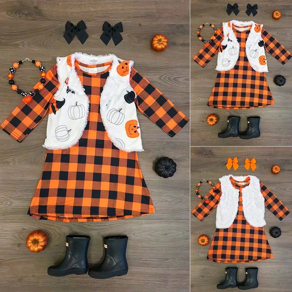 2019 fashion halloween outfits children kids girls plaid printed dress+reversible coat vest set suit, White
2019 fashion halloween outfits children kids girls plaid printed dress+reversible coat vest set suit, White