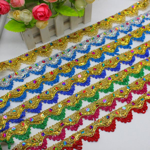 sequined lace ribbons gold carnival cos lace appliques 12 yards cosplay rainbow christmas diy trims crochet scalloped belt 3.5cm, Pink;blue
sequined lace ribbons gold carnival cos lace appliques 12 yards cosplay rainbow christmas diy trims crochet scalloped belt 3.5cm, Pink;blue