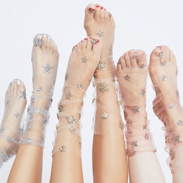 glamour glitter star women mesh socks transparent elastic sheer ankle socks uk, Black;white
glamour glitter star women mesh socks transparent elastic sheer ankle socks uk, Black;white