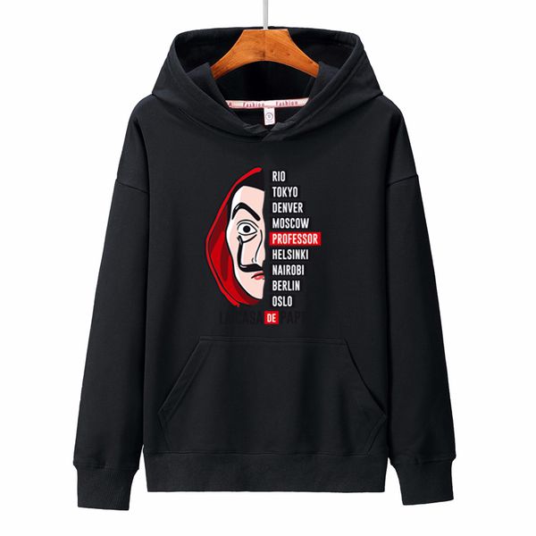 new hoodies men la casa de papel autumn harajuku hip hop joker money heist tv printed sweatshirt fashion male sudadera hombre, Black
new hoodies men la casa de papel autumn harajuku hip hop joker money heist tv printed sweatshirt fashion male sudadera hombre, Black