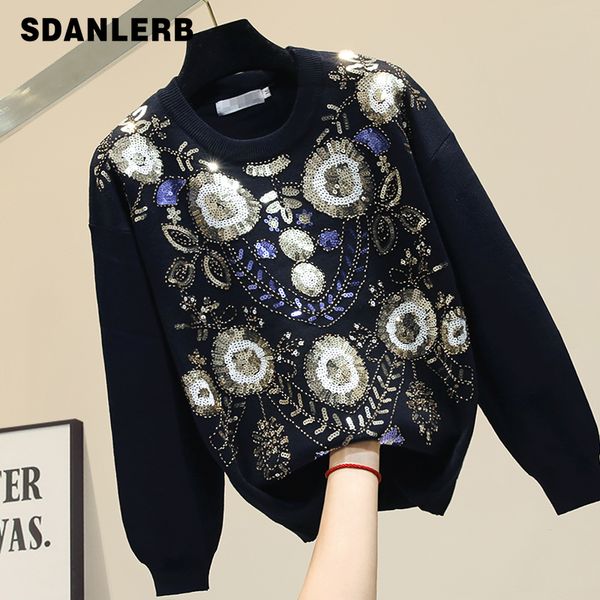 large-size sequined sweater women's sweaters new knit thick loose jumper femme women's high street sweater black, White;black
large-size sequined sweater women's sweaters new knit thick loose jumper femme women's high street sweater black, White;black