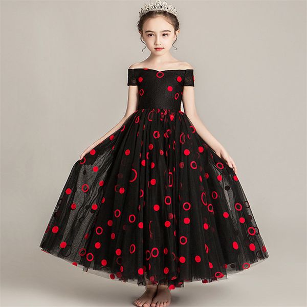 children girls shoulderless collar black color piano costumes evening party princess dress kids birthday ceremony dress, Red;yellow
children girls shoulderless collar black color piano costumes evening party princess dress kids birthday ceremony dress, Red;yellow