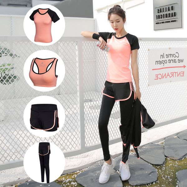 women 5 piece yoga set for running t-shirt fitness bra sports wear gym clothing women workout set sports suit, Black;blue
women 5 piece yoga set for running t-shirt fitness bra sports wear gym clothing women workout set sports suit, Black;blue