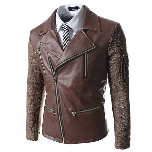 patchwork men faux leather jacket turn-down collar winter jacket autumn motorcycle pu leather coat, Black
patchwork men faux leather jacket turn-down collar winter jacket autumn motorcycle pu leather coat, Black