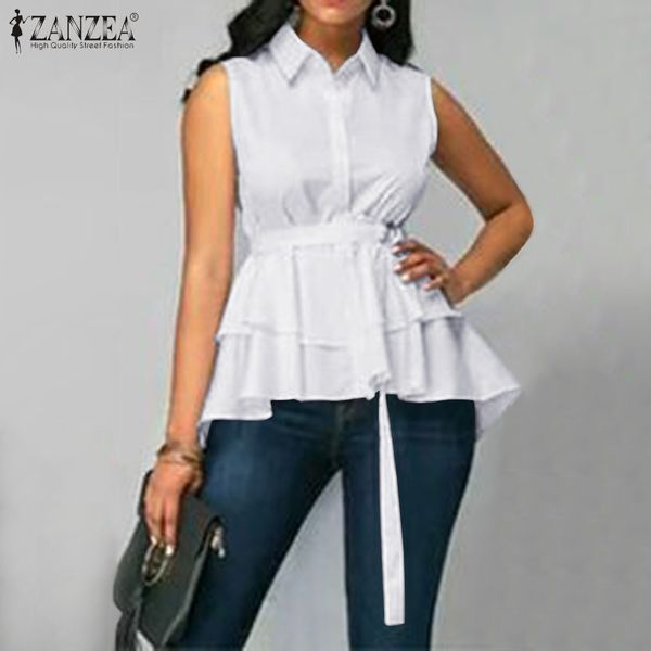2020 zanzea stylish women's asymmetrical blouse summer sleeveless casual high low shirts female button blusas tunic mujer, White
2020 zanzea stylish women's asymmetrical blouse summer sleeveless casual high low shirts female button blusas tunic mujer, White