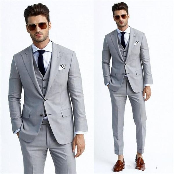new two buttons light grey groom tuxedos peak lapel groomsmen mens wedding business prom suits (jacket+pants+vest+tie) 652, Black;gray
new two buttons light grey groom tuxedos peak lapel groomsmen mens wedding business prom suits (jacket+pants+vest+tie) 652, Black;gray