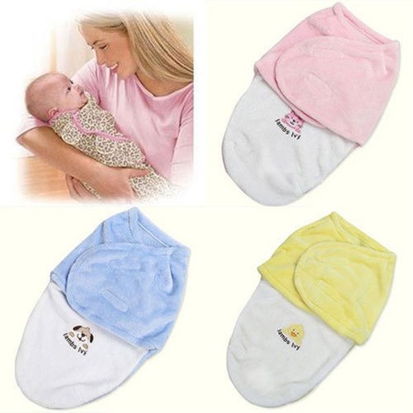 0-3m Newborn Kids Baby Boy Girl Warm Cotton Swaddling Blanket Sleeping Bags Swaddles Warp Cartoon Sleeping Bag Blue Yellow Pink