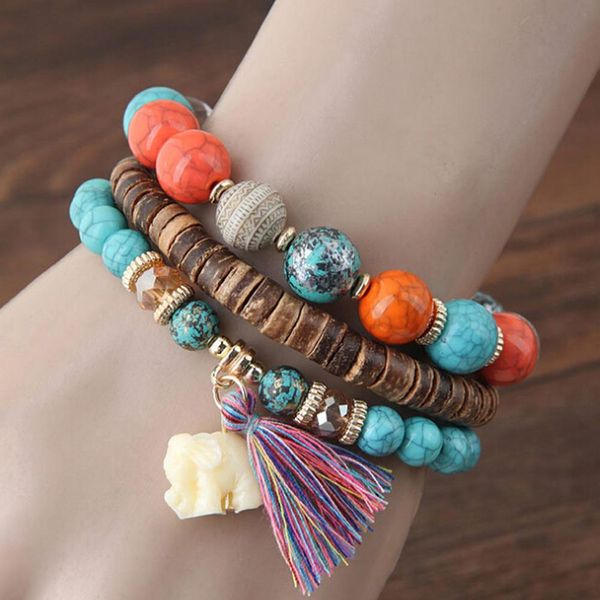 women elephant pendant multi-layer beaded bracelet bangle with tassel jewelery new, Black
women elephant pendant multi-layer beaded bracelet bangle with tassel jewelery new, Black