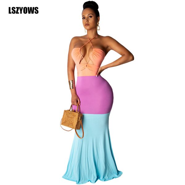 color block maxi boho dress summer women halter strapless lace up bodycon dress backless mermaid party long dress vestidos, Black;pink
color block maxi boho dress summer women halter strapless lace up bodycon dress backless mermaid party long dress vestidos, Black;pink