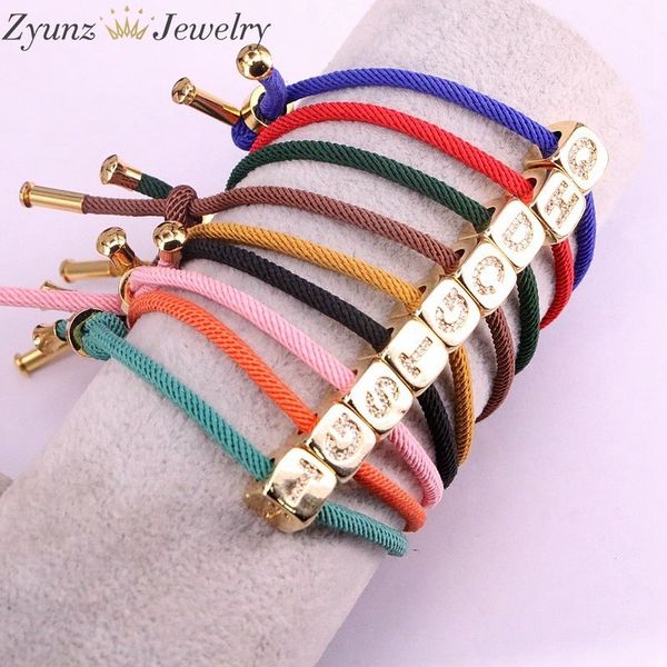10pcs, 26 english alphabet a-z lucky rope cord cz metal letters string bracelets, Golden;silver
10pcs, 26 english alphabet a-z lucky rope cord cz metal letters string bracelets, Golden;silver