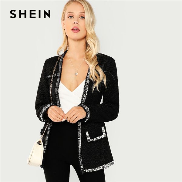 shein black elegant highstreet open front frayed edge solid fashion jacket 2018 autumn office lady women coat and outerwear, Black;brown
shein black elegant highstreet open front frayed edge solid fashion jacket 2018 autumn office lady women coat and outerwear, Black;brown