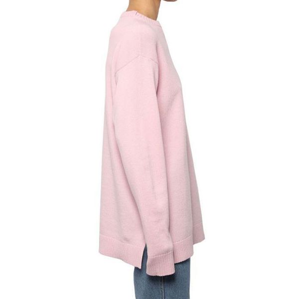 women sweater autumn and winter new classic pattern embroidered loose hem split pure wool sweater, White;black
women sweater autumn and winter new classic pattern embroidered loose hem split pure wool sweater, White;black