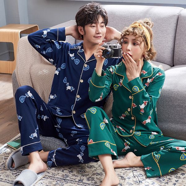 2019 spring and autumn pajamas cute men pajamas cotton long sleeve cartoon ladies couple set sleepwear, Blue;gray
2019 spring and autumn pajamas cute men pajamas cotton long sleeve cartoon ladies couple set sleepwear, Blue;gray