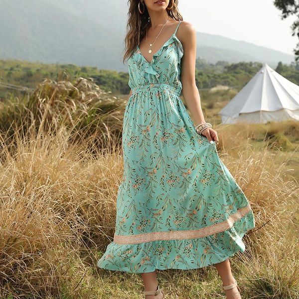 women's clothing 2020 summer new bohemian print ruffle large swing v-neck suspender dress green apricot, White;black
women's clothing 2020 summer new bohemian print ruffle large swing v-neck suspender dress green apricot, White;black