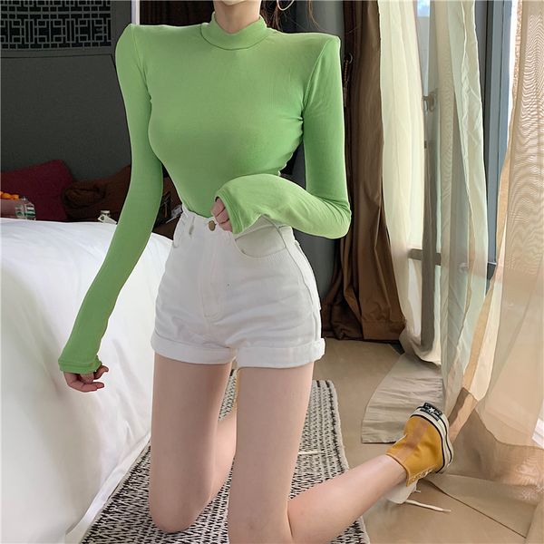 korean version of the short loose head solid color half-high collar sweater 2018 shoulder shoulders wild women's bottoming sweat, White;black 
korean version of the short loose head solid color half-high collar sweater 2018 shoulder shoulders wild women's bottoming sweat, White;black