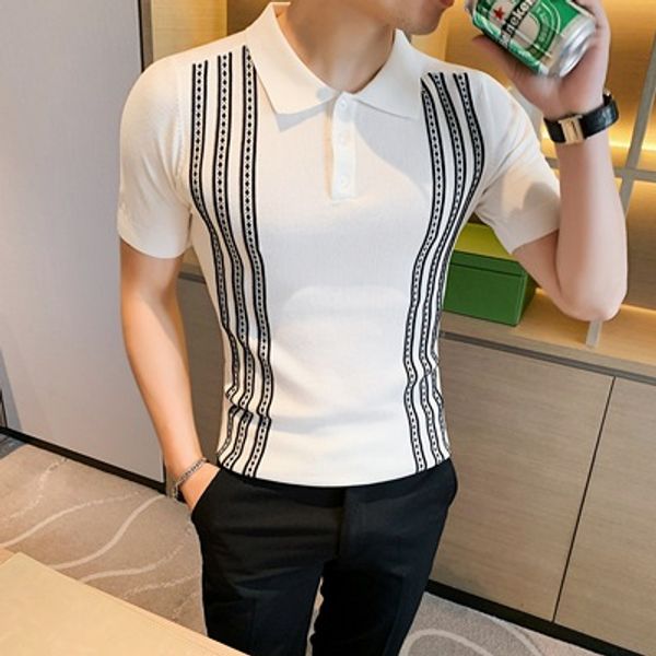 shirt men's short-sleeved summer men's korean-style slim british style society guy saucy lapel knitted shirt, White;black
shirt men's short-sleeved summer men's korean-style slim british style society guy saucy lapel knitted shirt, White;black