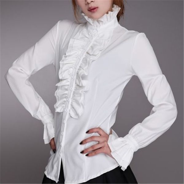 victorian women ladies bell long sleeve shirts high neck frill ruffle blouse office lady shirts ruffle cuff clothing, White
victorian women ladies bell long sleeve shirts high neck frill ruffle blouse office lady shirts ruffle cuff clothing, White