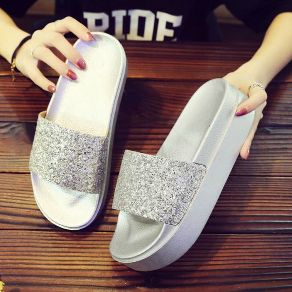 glossy high version ladies slides flashing woman sandals shoes flat-bottomed platform slippers wear-resistant female slippers, Black
glossy high version ladies slides flashing woman sandals shoes flat-bottomed platform slippers wear-resistant female slippers, Black