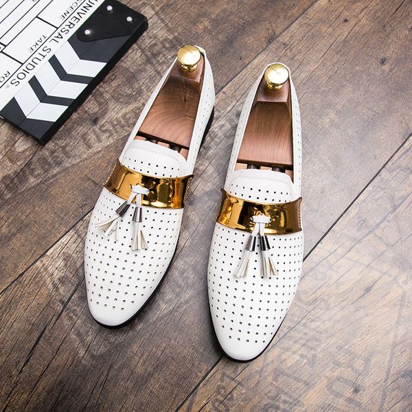 fashion men tassel loafers shoes leather italian formal dress office footwear oxford shoes for men, Black