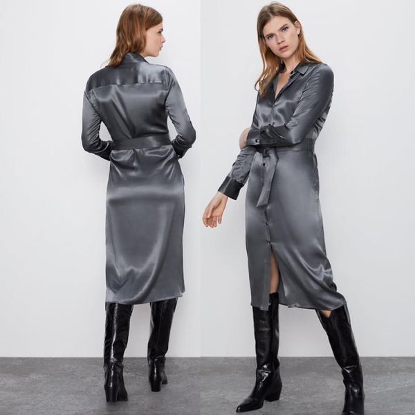 satin shirt solid dress 2020 trendy spring england elegant casual long sleeve holiday office lady gift wholesale, Black;gray
satin shirt solid dress 2020 trendy spring england elegant casual long sleeve holiday office lady gift wholesale, Black;gray