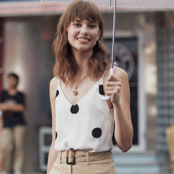 ael summer tank for women's fashion chiffon blouse v-neck polka dot holiday small sling casual basics vest, White
ael summer tank for women's fashion chiffon blouse v-neck polka dot holiday small sling casual basics vest, White