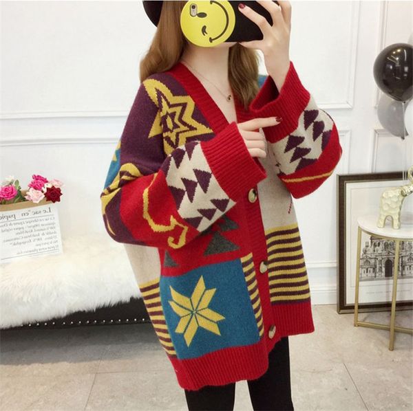 women knitted sweater jacket wind v-neck printing big size fashion coat oversized streetewear women clothing high quality, White;black
women knitted sweater jacket wind v-neck printing big size fashion coat oversized streetewear women clothing high quality, White;black