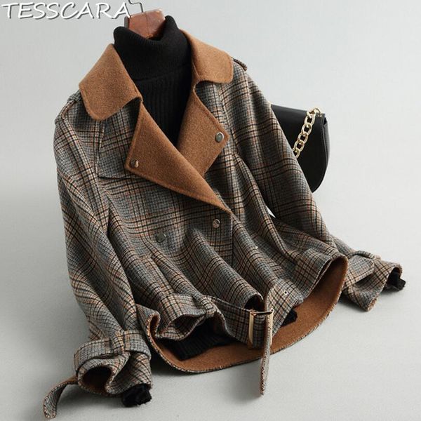 tesscara women autumn fashion wool blend basic jacket coat female plaid overcoat cashmere jackets silm warm outerwear & coats, Black
tesscara women autumn fashion wool blend basic jacket coat female plaid overcoat cashmere jackets silm warm outerwear & coats, Black