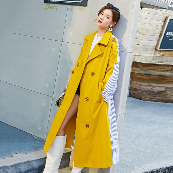 2020 new spring fashion women sui collar double breasted splice stripe trench coat streetwear loose windbreaker v064, Tan;black
2020 new spring fashion women sui collar double breasted splice stripe trench coat streetwear loose windbreaker v064, Tan;black