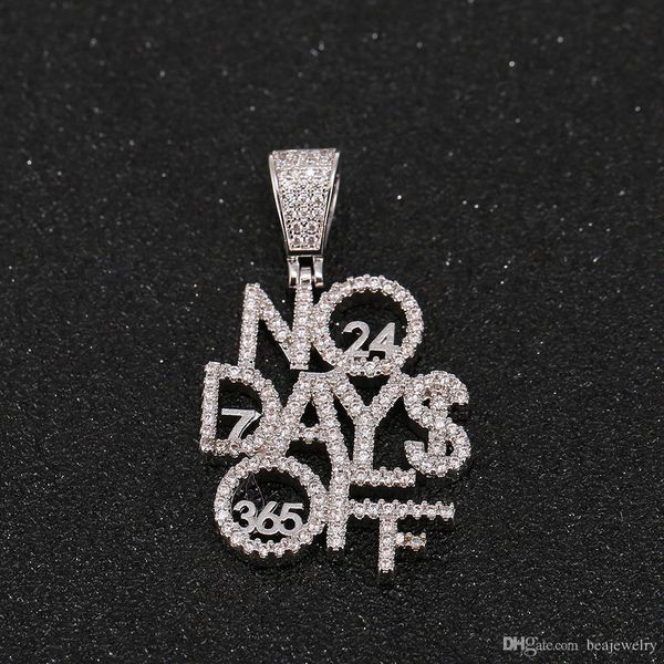 iced out hiphop jewelry micro paved no days off letters pendants necklaces for men women cool fashion gifts, Silver
iced out hiphop jewelry micro paved no days off letters pendants necklaces for men women cool fashion gifts, Silver